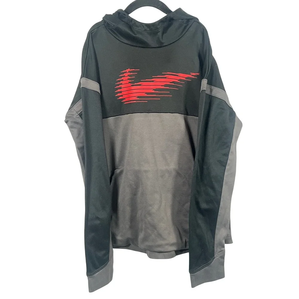 Nike Kids Black Gray Hooded Sweatshirt Boys Large Sportswear Sporty Streetwear